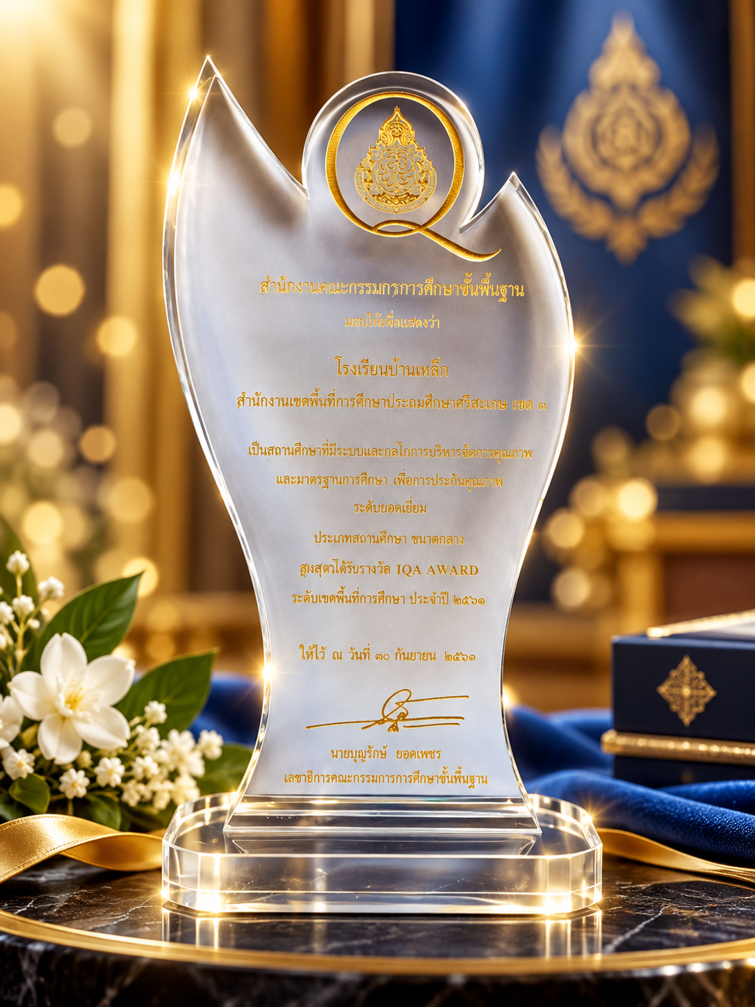 IQA AWARD ระดับยอดเยี่ยม สถานศึกษาที่มีระบบและกลไกในการบริหารจัดการคุณภาพและมาตรฐานการศึกษา เพื่อประกันคุณภาพ